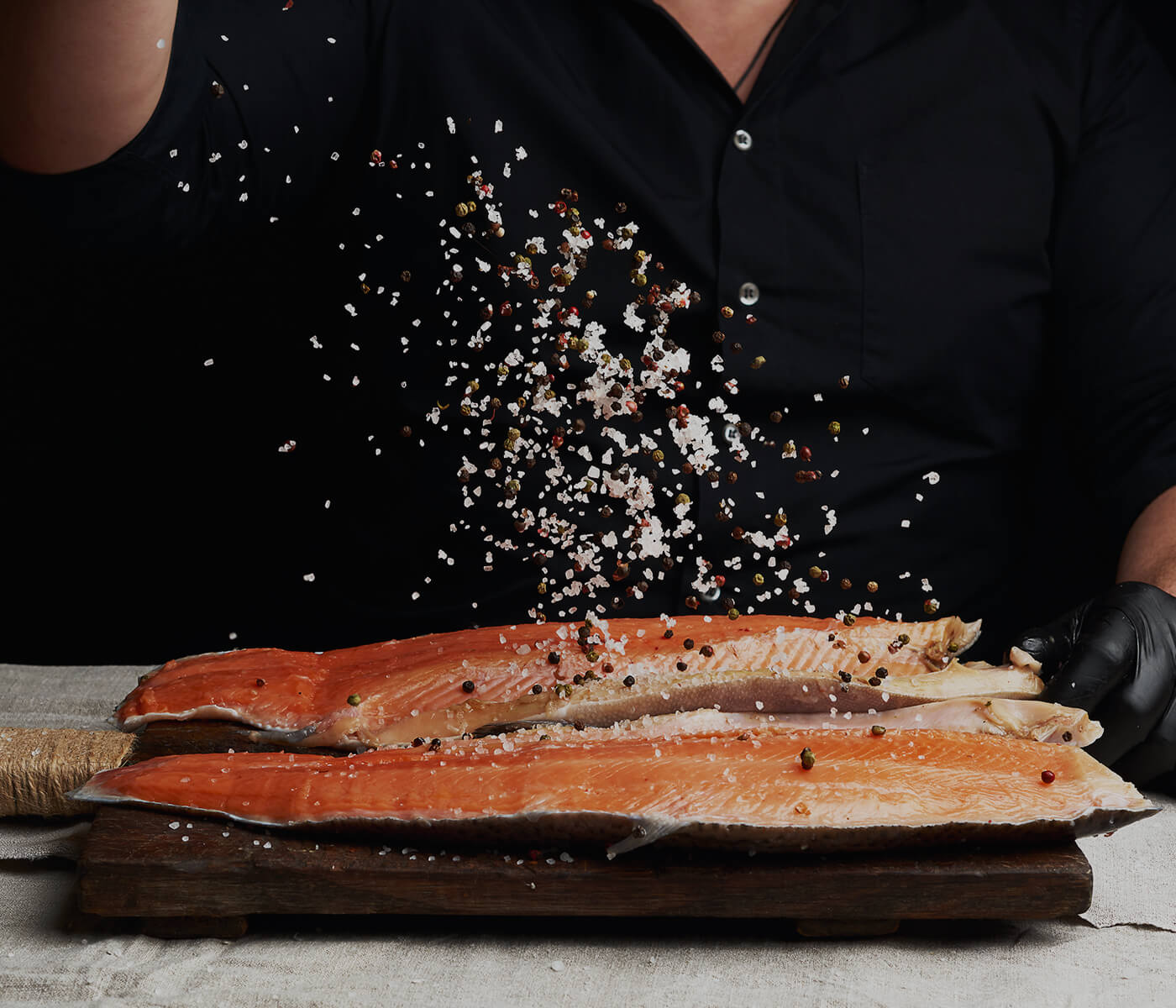 Grilled Salmon with Garlic  Mushroom and Lentil Salad
