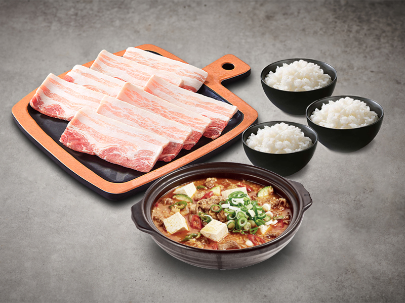 이차돌 런치메뉴 퀵 냉삼세트