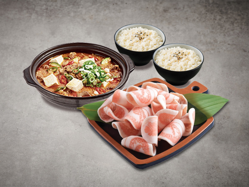 이차돌 런치메뉴 퀵 차돌+냉삼세트