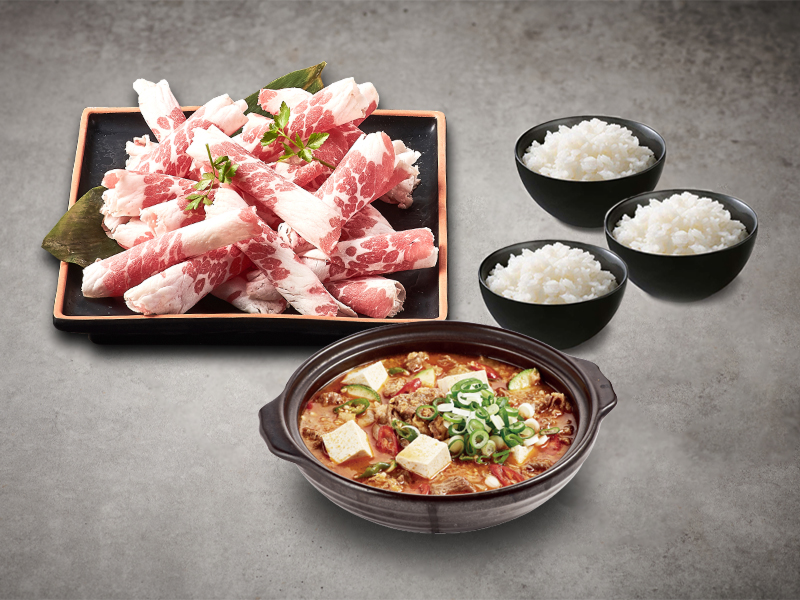 이차돌 런치메뉴 퀵 차돌박이 세트